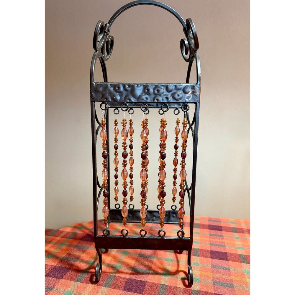Decorative Beaded Wine Rack Holds Three (3) Bottles Great For Small Spaces!!